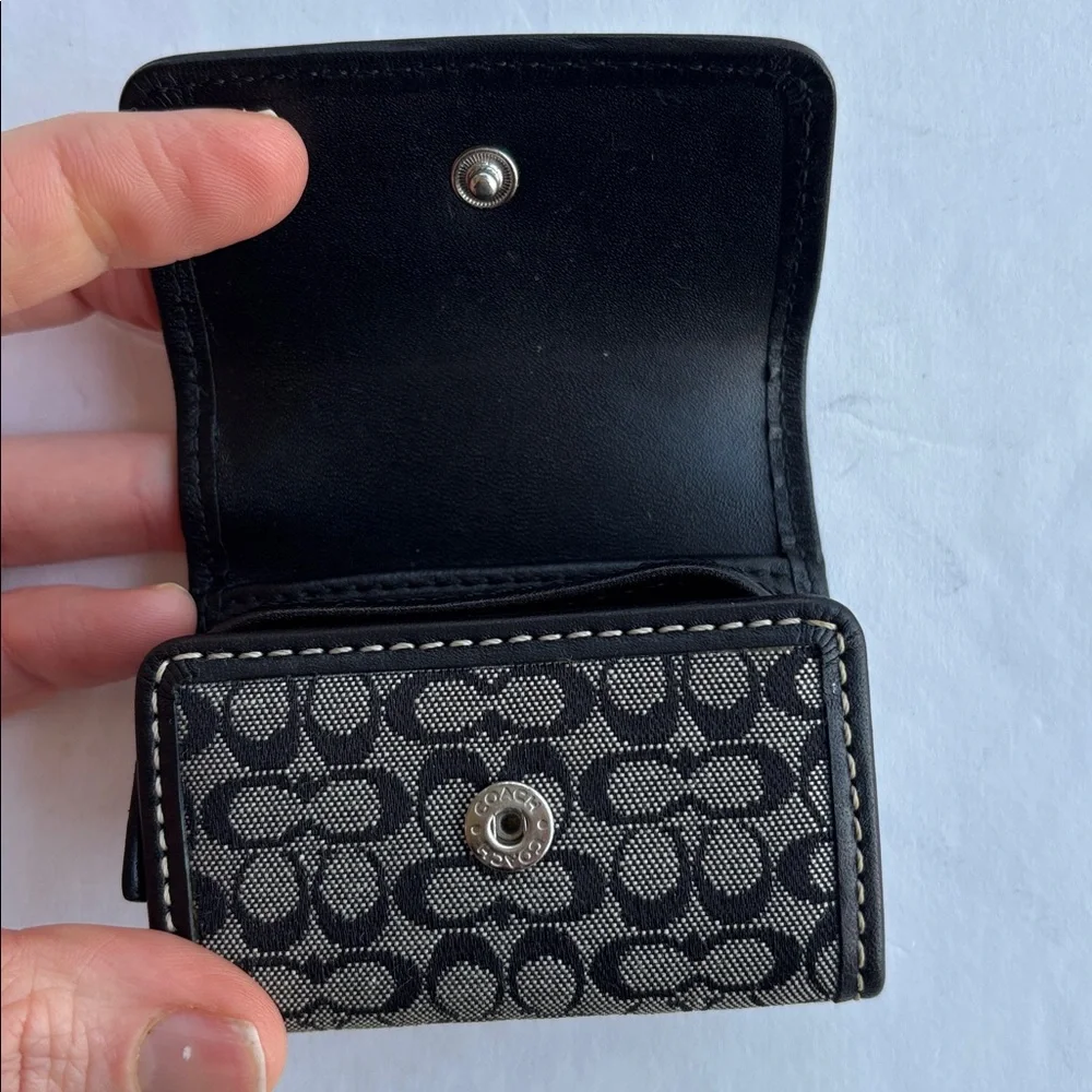 Vintage Coach Signature Black Gray Contact Case Y2K Mini Compact Makeup Stash - Picture 5 of 17